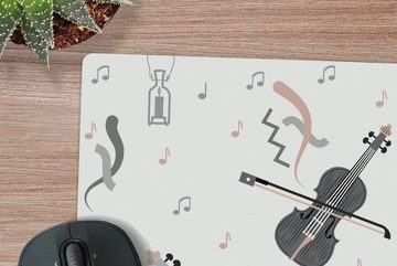 MuchoWow Gaming Mauspad Muster - Musik - Geige (1-St), Mousepad mit Rutschfester Unterseite, Gaming, 40x40 cm, XXL, Großes