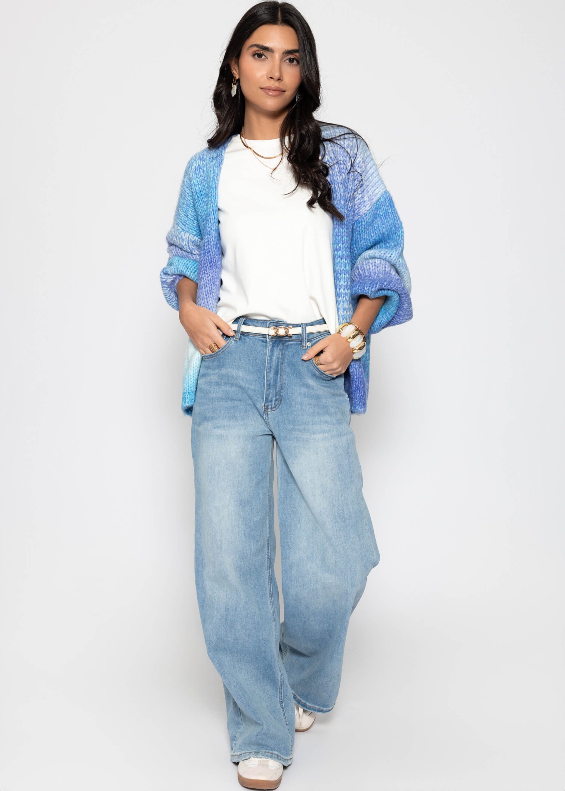 SASSYCLASSY Cardigan Offener Cardigan mit Farbverlauf für Damen Weiche Stri günstig online kaufen