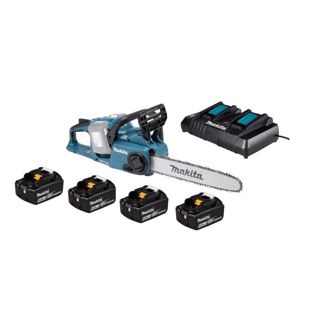 Makita Akku-Kettensäge DUC353PG4 Akku Kettensäge 2x18 Volt 35 cm, 35 cm Schwertlänge, Kettenwechsel und Einstellung der Kettenspannung werkzeuglos