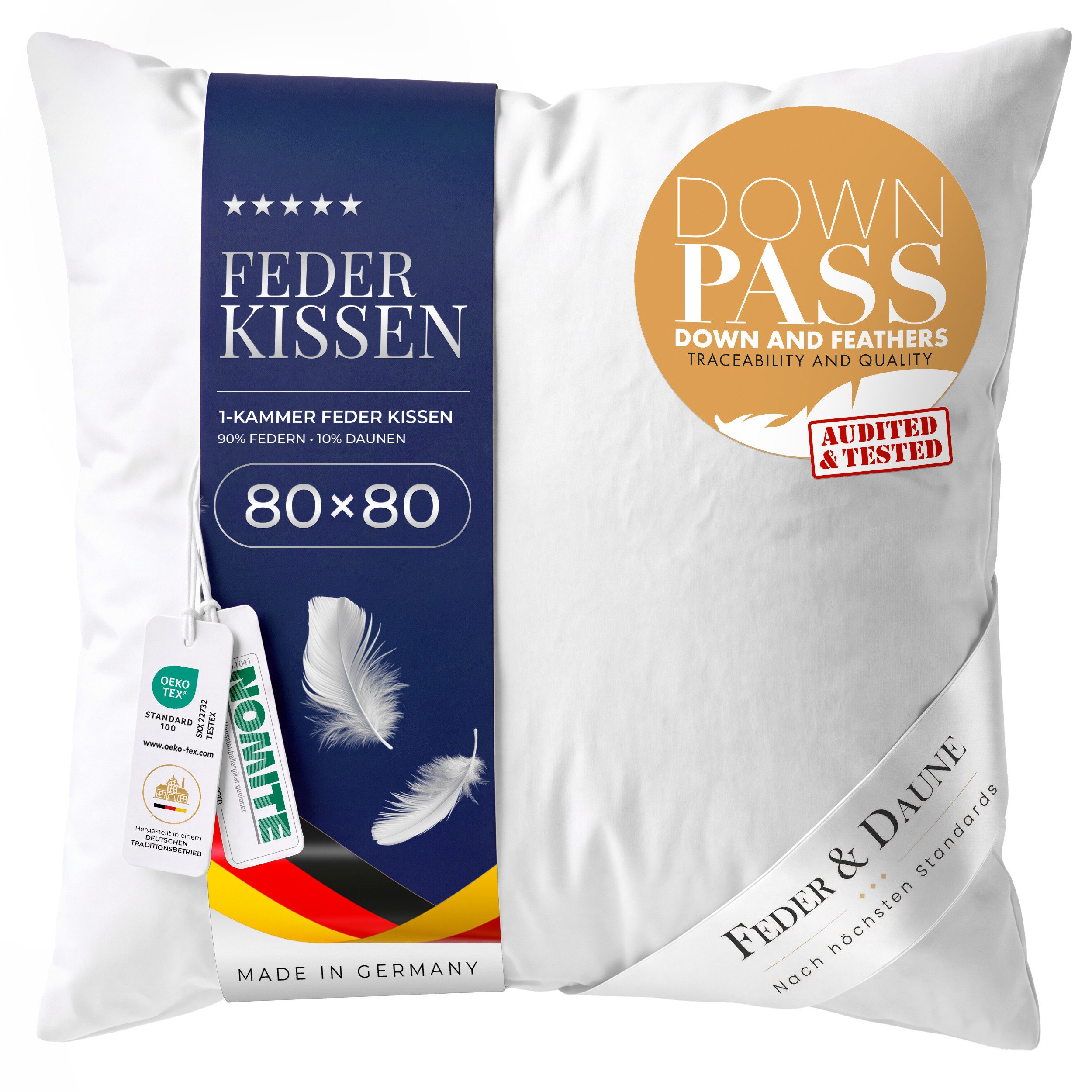Gentle North Federkissen Gentle North Feder-Daunenkissen – 90 % Federn / 10 % Daunen – 1-Kammer