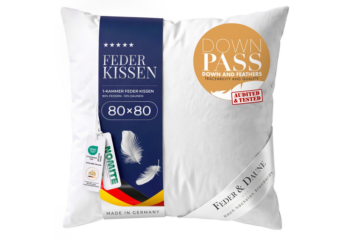 Gentle North Federkissen Gentle North Feder-Daunenkissen – 90 % Federn / 10 % Daunen – 1-Kammer