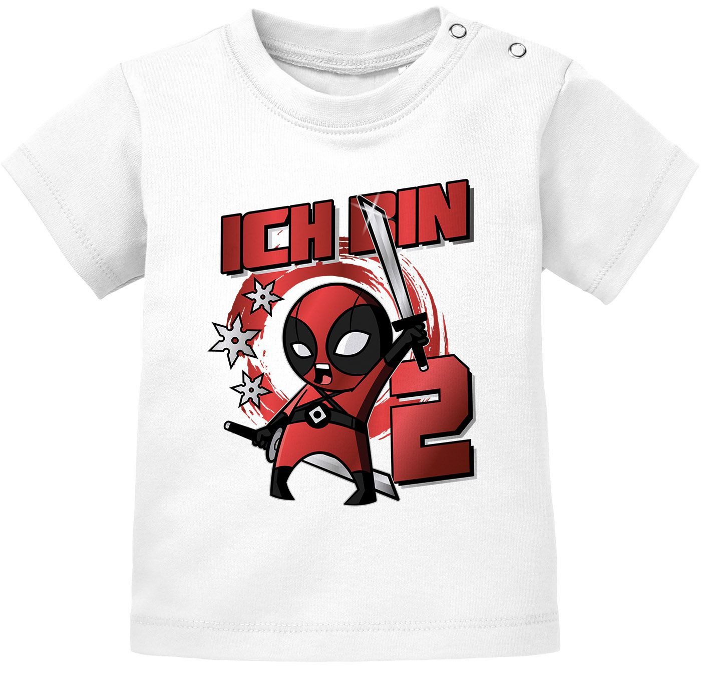 Print-Shirt Baby T-Shirt erster Geburtstag Spruch Ich bin 1, ich bin 2