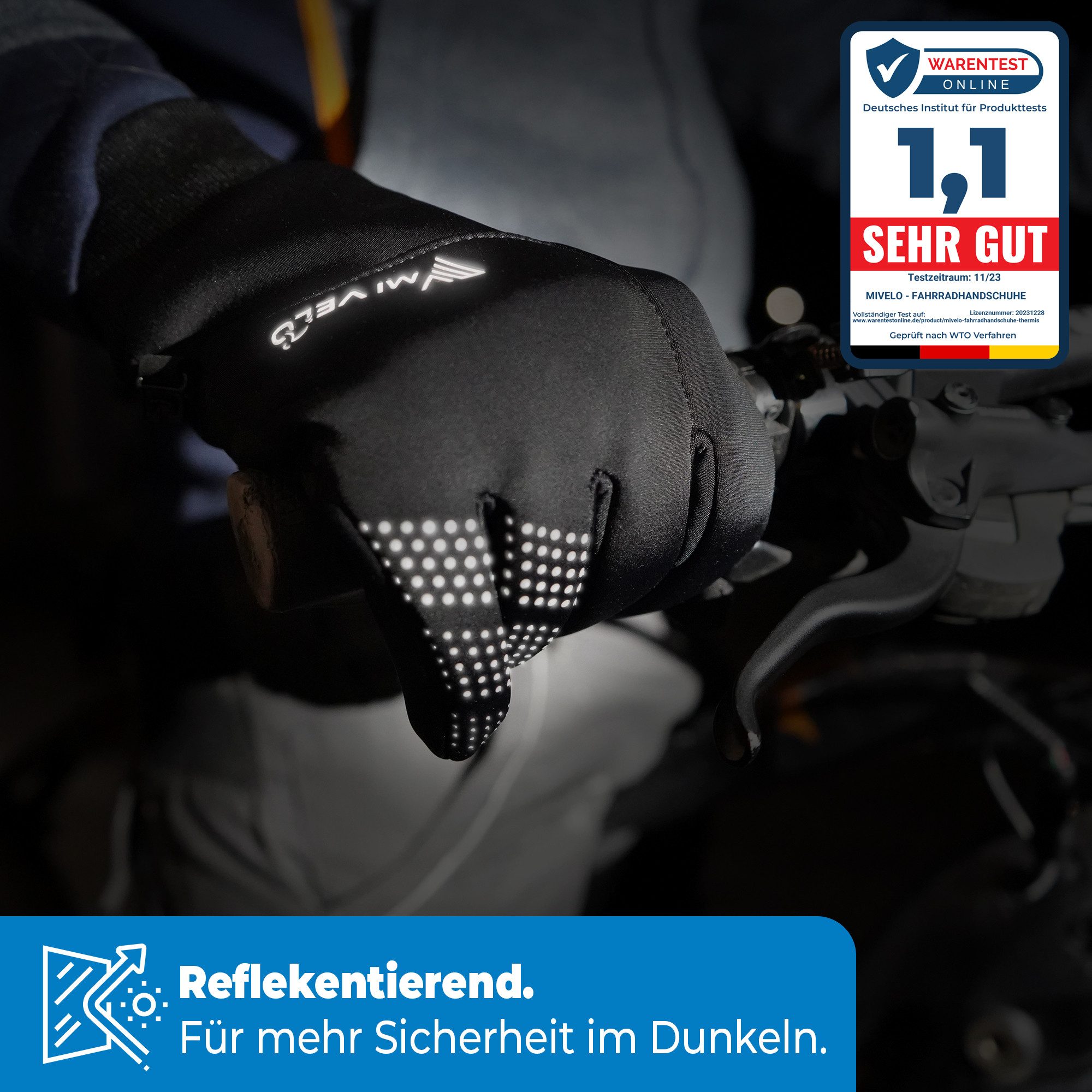 MIVELO Fahrradhandschuhe Übergangshandschuhe mit Touchscreen Funktion wasserabweisend winddicht