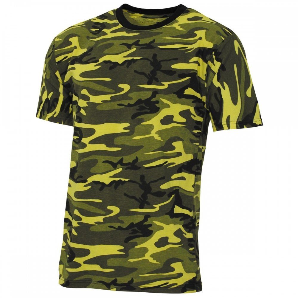 T-Shirt,Streetstyle, (1-tlg) US Reaktivdruck L 140-145 g/m² T-Shirt MFH - gelb-camo,