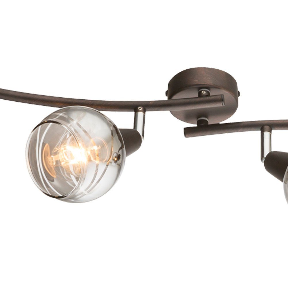 Lampe Beleuchtung Deckenleuchte, LED Globo Leuchtmittel inklusive, Metall LED Spots Leuchte Decken Glas Bronze