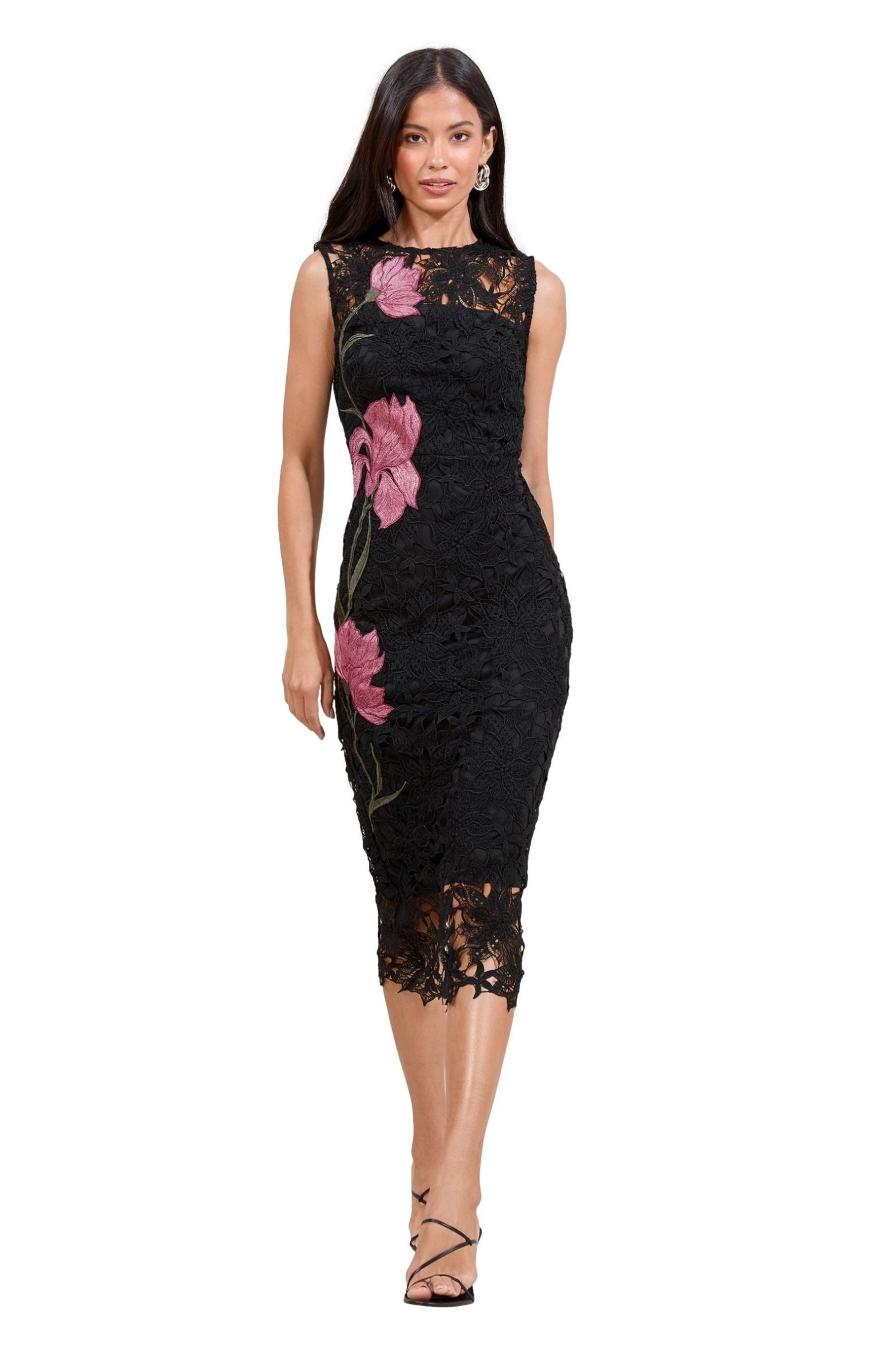 LIPSY Midikleid Lipsy Premium Bodycon-Midikleid mit Blumen-Print (1-tlg)