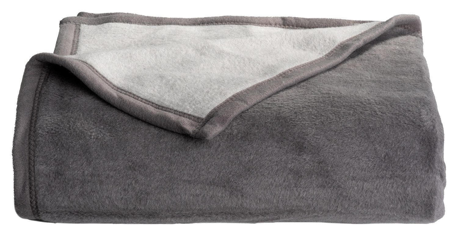Wohndecke IBENA DOUBLEFACE, 150 x 200 cm, Anthrazit, JOOP!, Hellgrau, Baumw günstig online kaufen