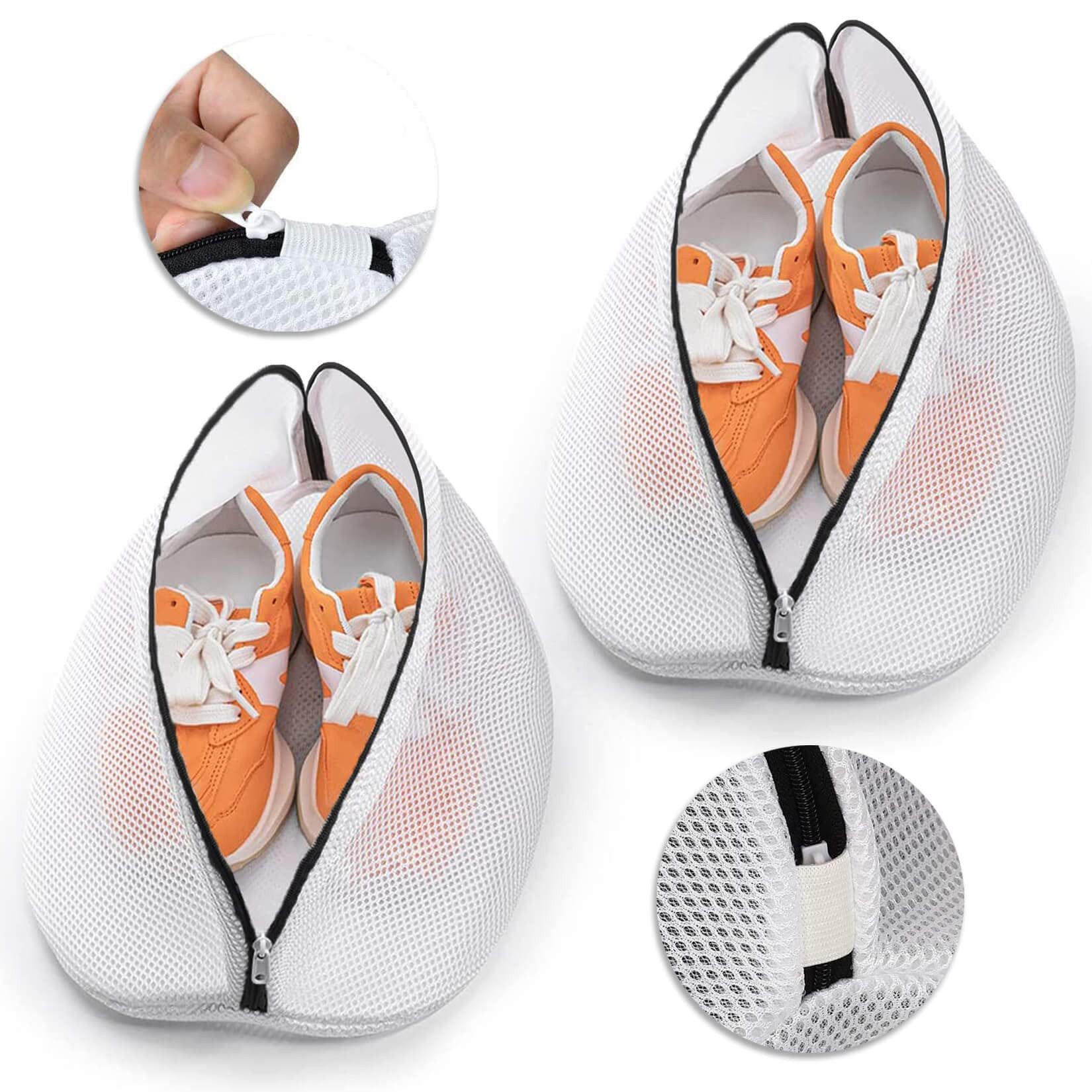 FOUORTUNATE-BEE Wäschenetz 2 Stück Wäschenetz Schuhe Schuhwaschbeutel,(Netz Schuhsack Waschmaschine mit Reißverschluss, 2-St., für Sneaker, Socken)