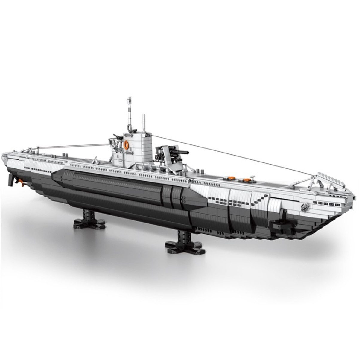 Reobrix 33050 Spielbausteine, (Konstruktionsspielzeug, 3987 St., 1 Modell aus 3987 Bausteinen), Detailreiches U-Boot-Modell mit Präsentationsständern