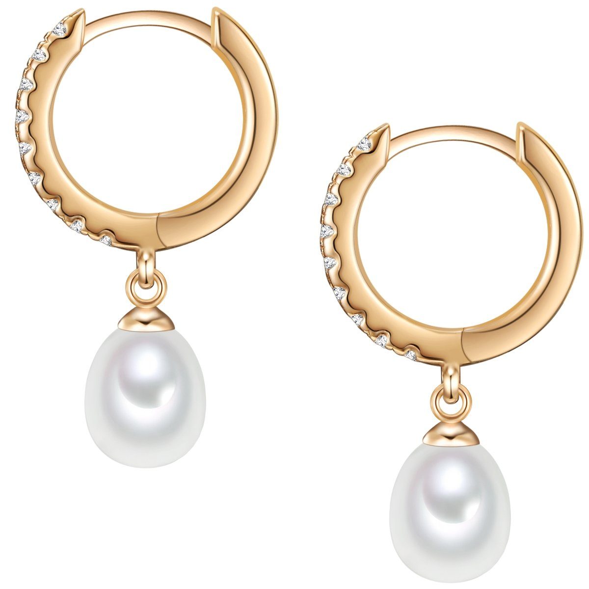 Valero Pearls Paar Creolen gelbgold, mit Süßwasser-Zuchtperlen günstig online kaufen