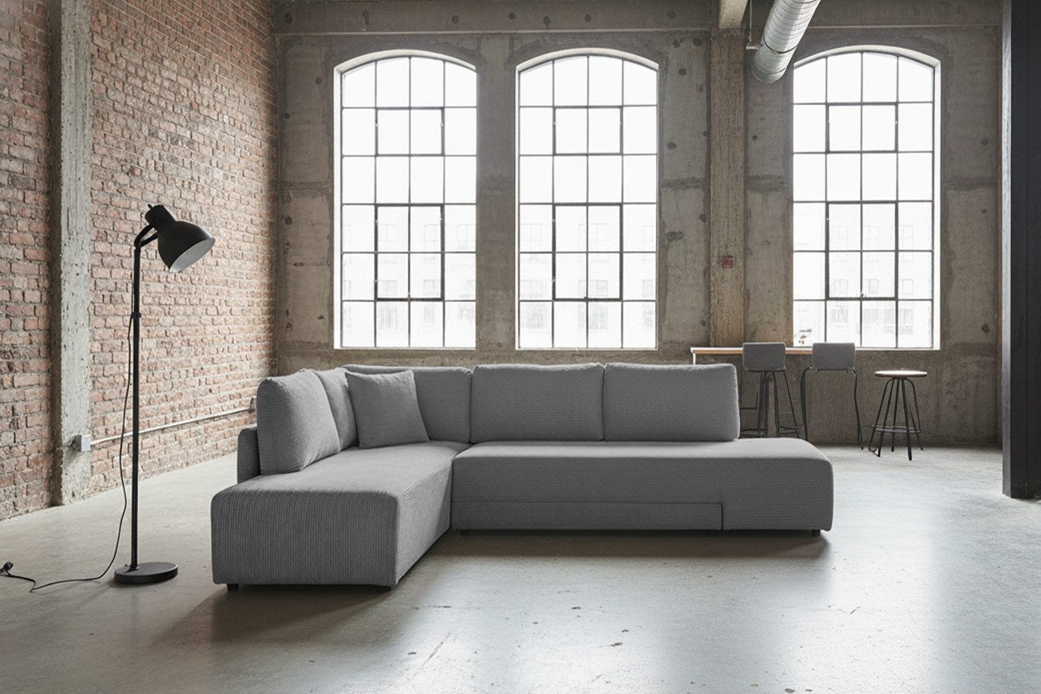 KAWOLA Schlafsofa SADIRA Ecksofa mit Schlaffunktion – Modern & Komfortabel, Eckcouch mit Cordbezug – Bettsofa – Viel Platz, hoher Wohnkomfort