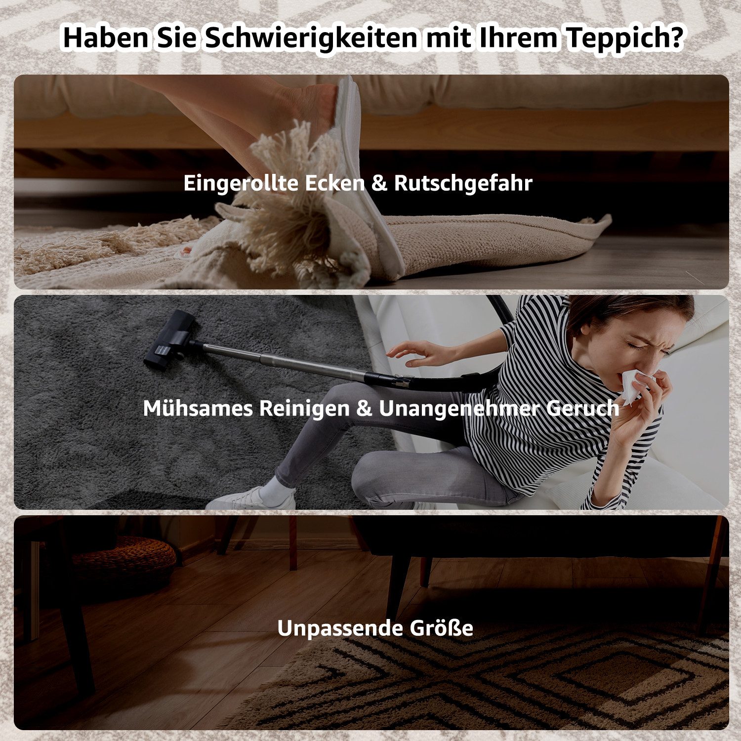 Simloveve Teppich Premium-Abnehmbare Teppichfliesen, 6 Stück, günstig online kaufen