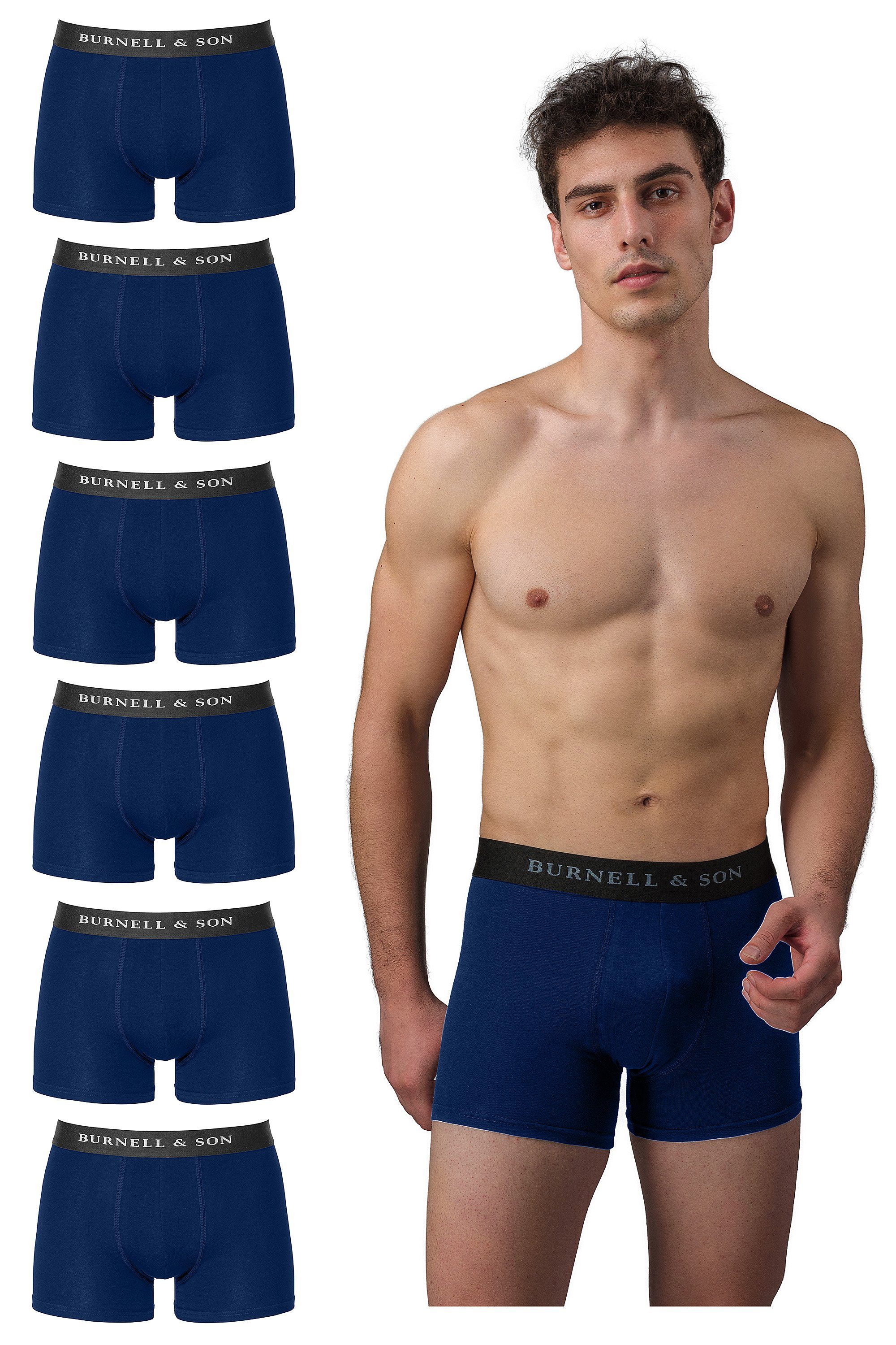 Wäsche/Bademode Boxershorts Burnell & Son Boxershorts Unterhosen aus Baumwolle für Herren Männer (6 Stück) mit Komfortbund