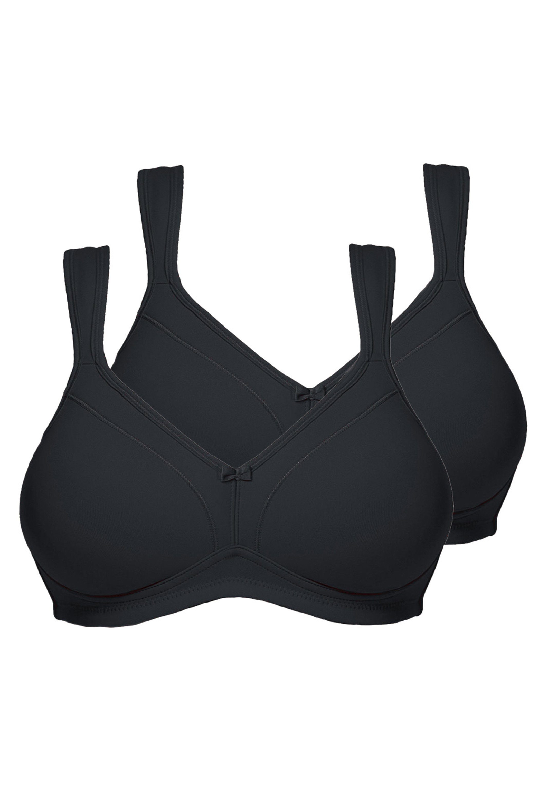 Susa Bügelloser BH 2er Pack Comfort Topsy (Spar-Set, 2-tlg) BH ohne Bügel - Nahtlose Cups, Sorgt für sicheren Halt Schwarz