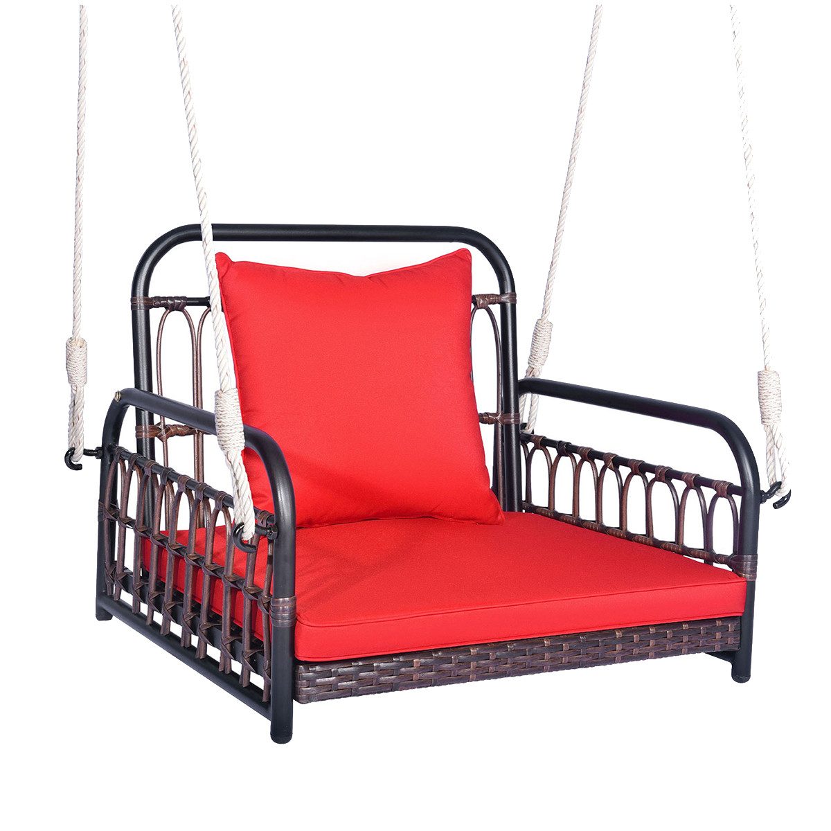 COSTWAY Hängesessel, ohne Gestell, mit Kissen, Rattan 180kg
