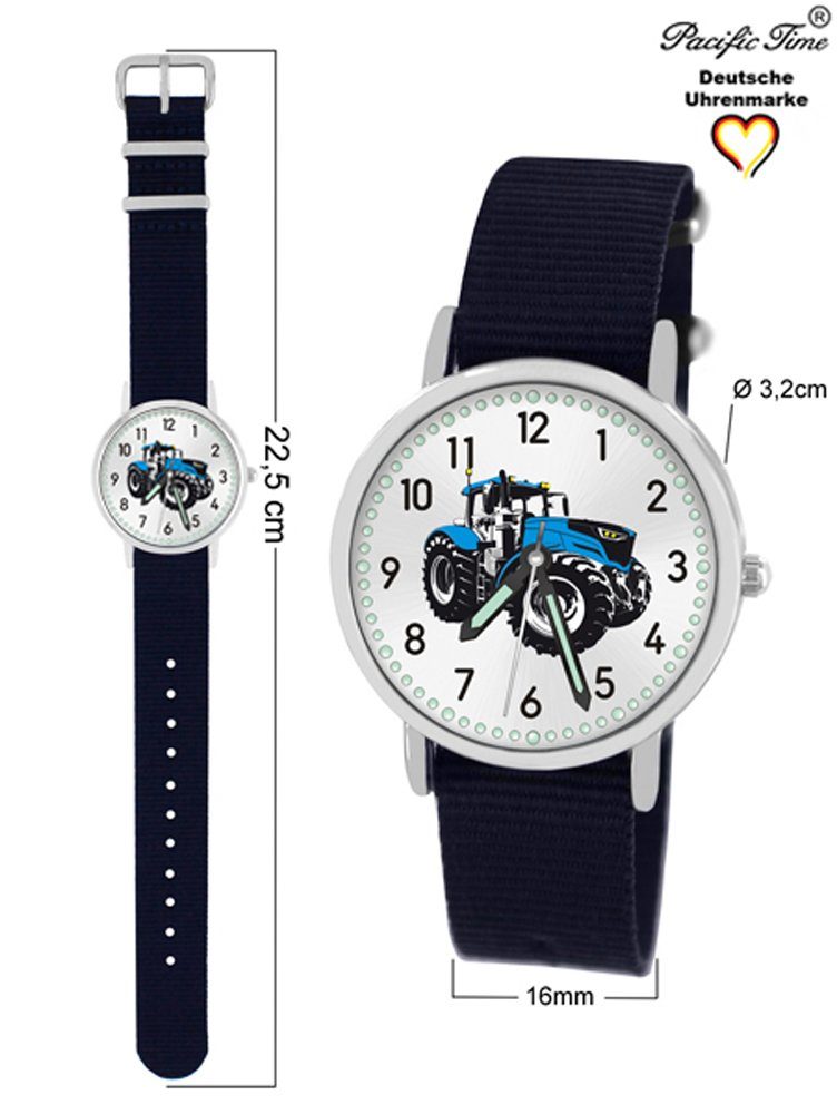 Pacific Time Quarzuhr Kinder Armbanduhr Traktor blau Wechselarmband, Mix und Match Design - Gratis Versand – Bild 5 von 5