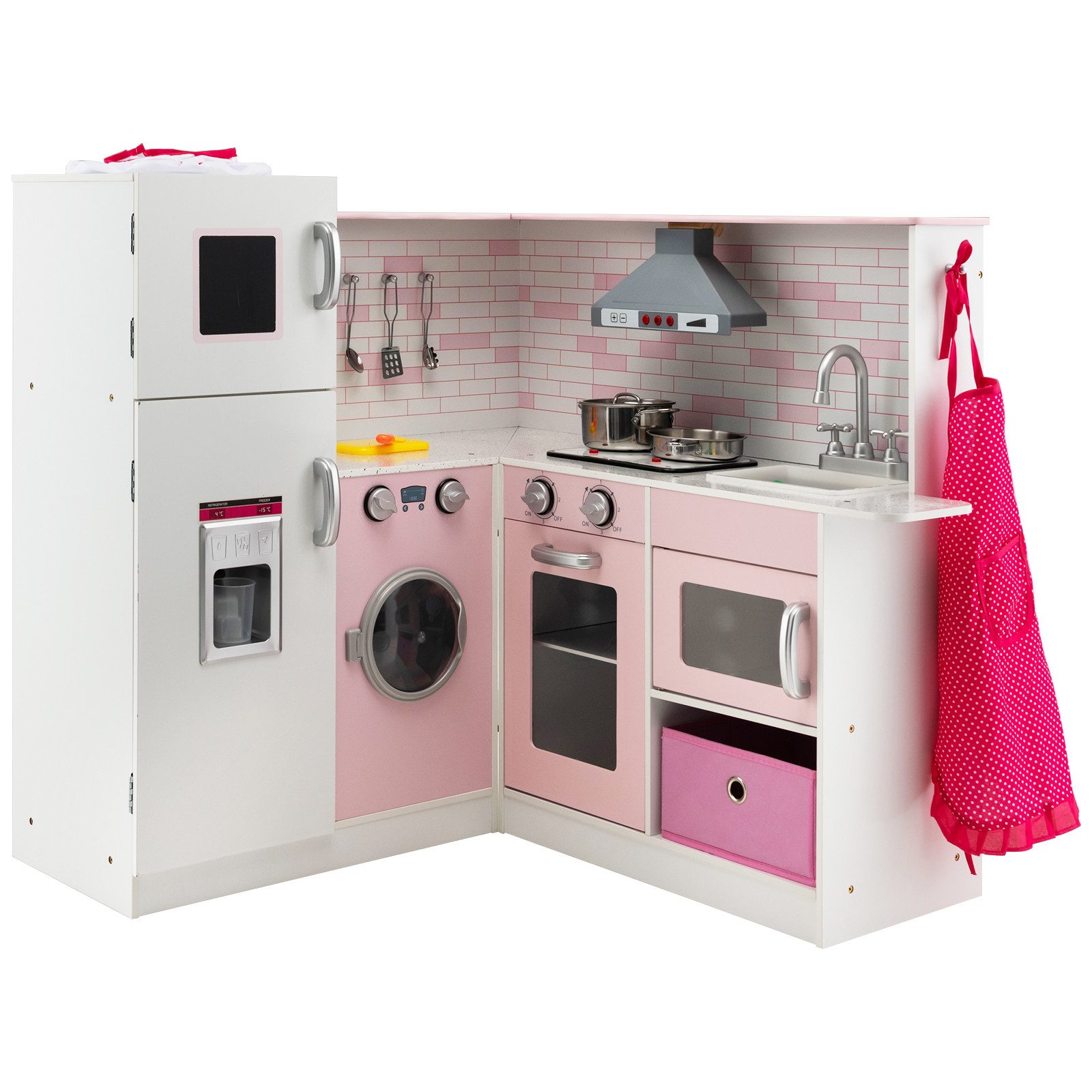 COSTWAY Spielküche Kinderküche holz, mit Sound und Licht, inkl. Spielzubehö günstig online kaufen