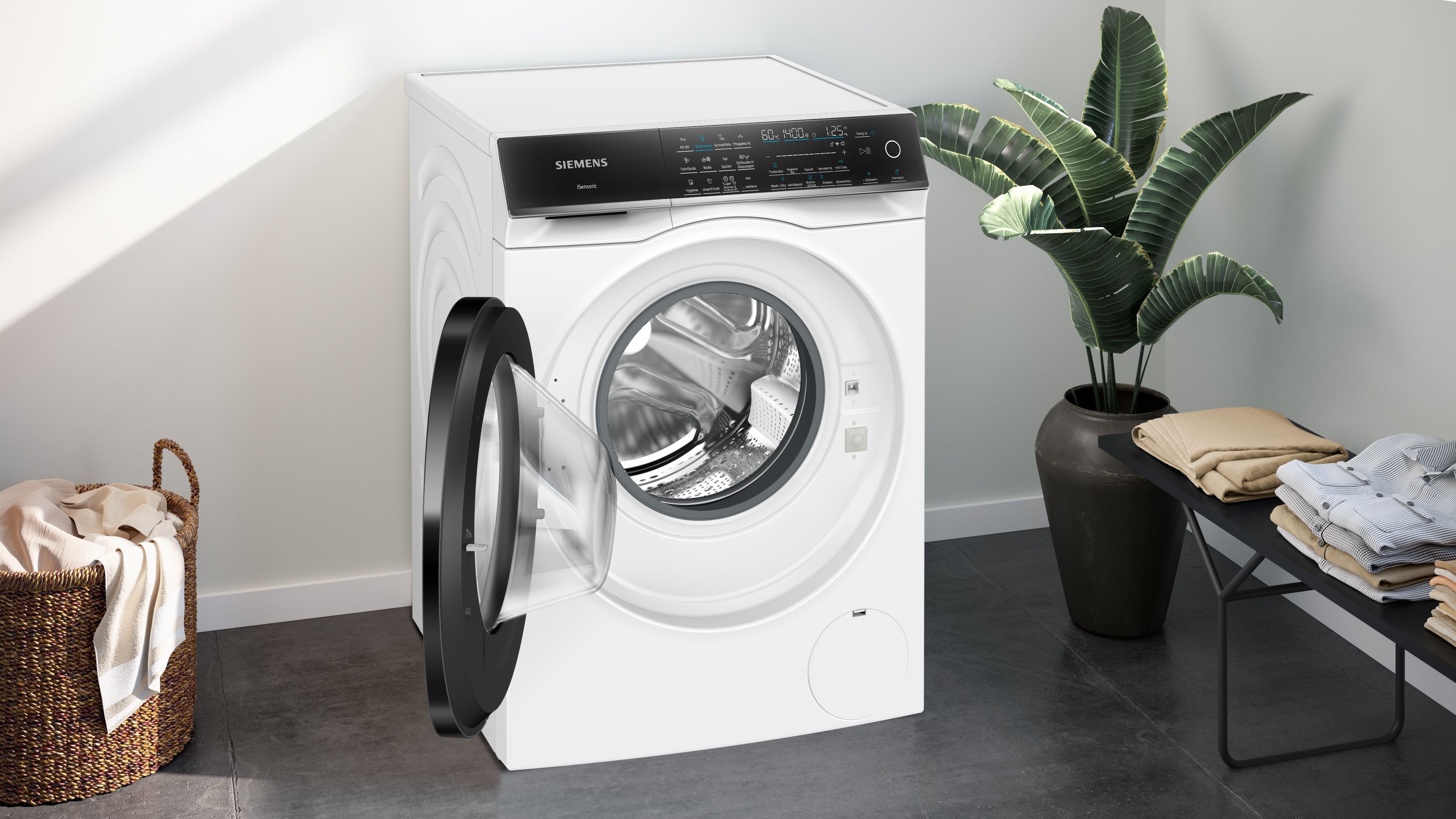 SIEMENS Waschtrockner iQ700 WN54C2070, 9 kg, 6 kg, 1400 U/min, Knitter-Programm smartFinish, Antiflecken-System, Waschen&Trocknen 45' – Bild 3 von 5