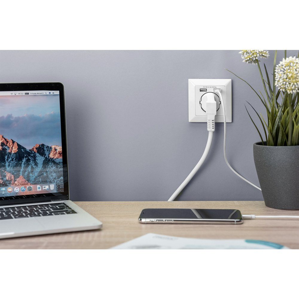 DIGITUS Unterputz-Steckdose, weiß, mit 2x USB-Port, weiß