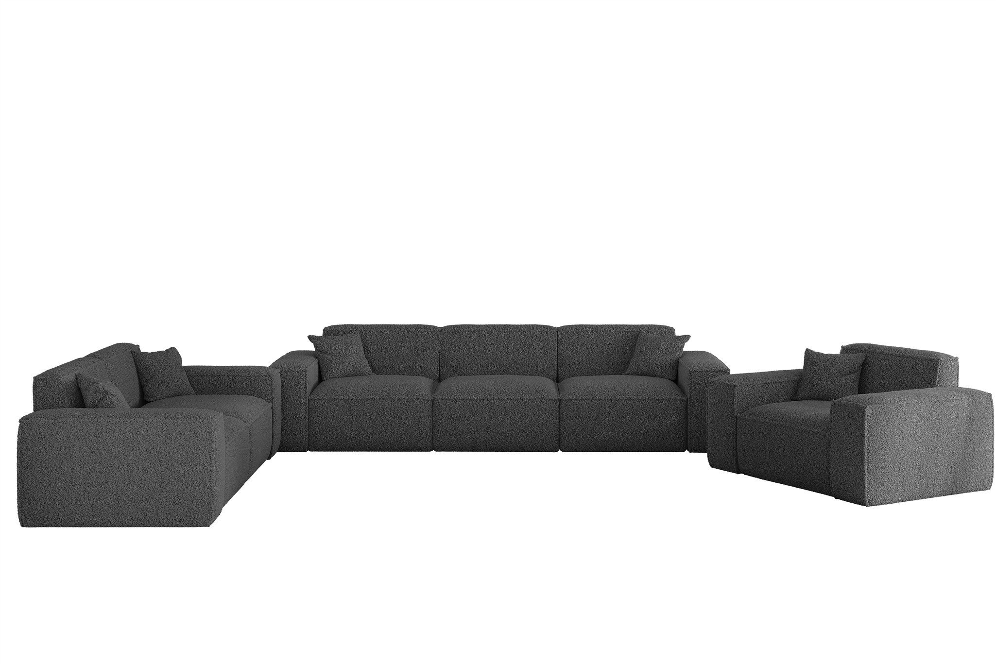 Fun Möbel Polstergarnitur Sofaset Designersofa FUN PEREZ PREMIUM 3-2-1 in Stoff Sven, (Rundumbezug), inkl. 5 Zierkissen
