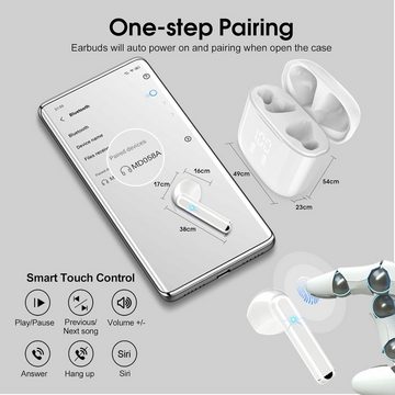 OYIB Kabellos Bluetooth 5.3 mit 4 ENC Mikro, 2023 Immersiver HiFi In-Ear-Kopfhörer (Intelligente Touch-Steuerung und Hall-Schalter für mühelose Bedienung, Touch Control Ohrhörer mit LED Anzeige, 25H, IPX7 Wasserdicht Earbuds)