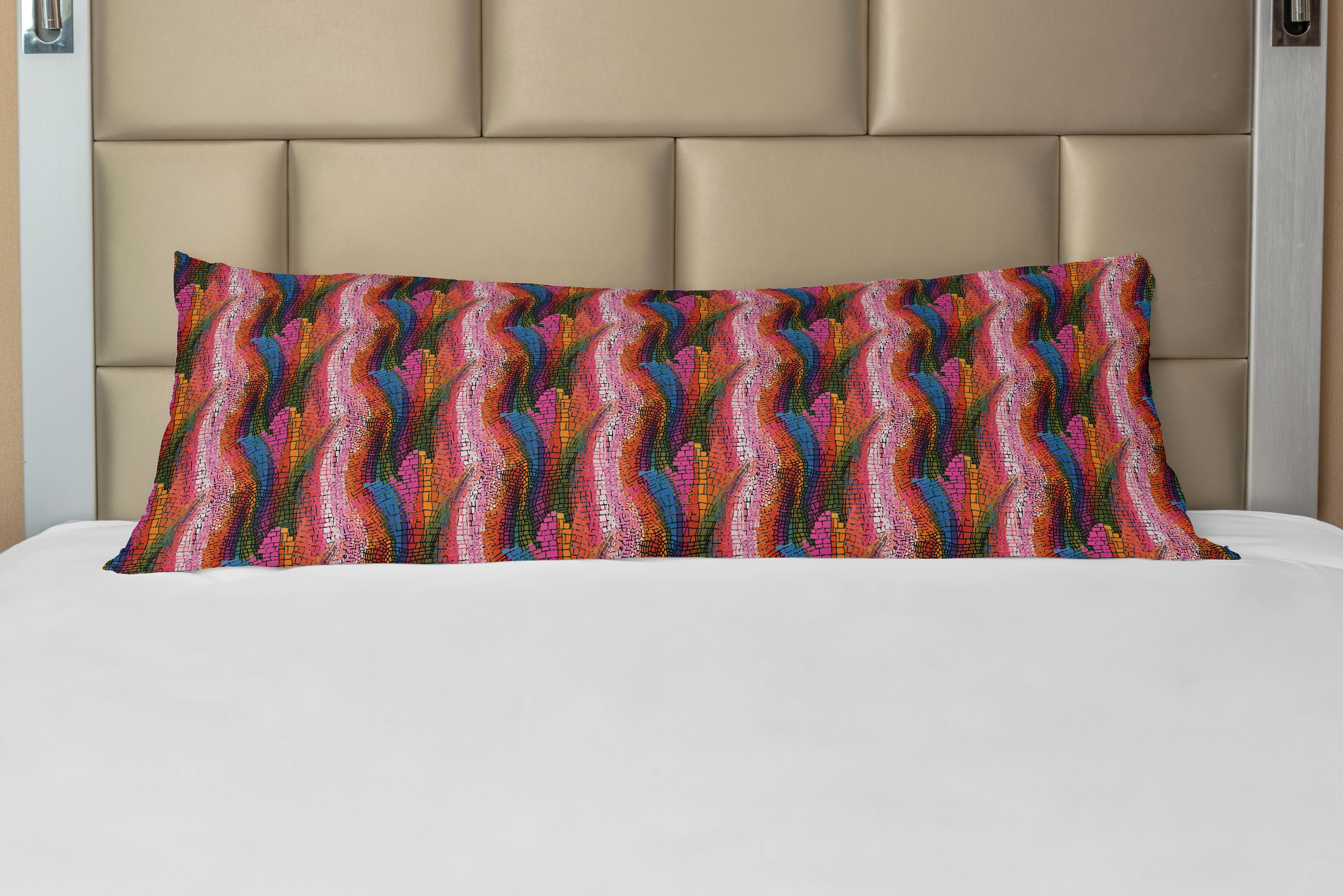 Seitenschläferkissenbezug Deko-Akzent Langer Kissenbezug, Abakuhaus, Abstrakt Bunte Wellenförmige Mosaic