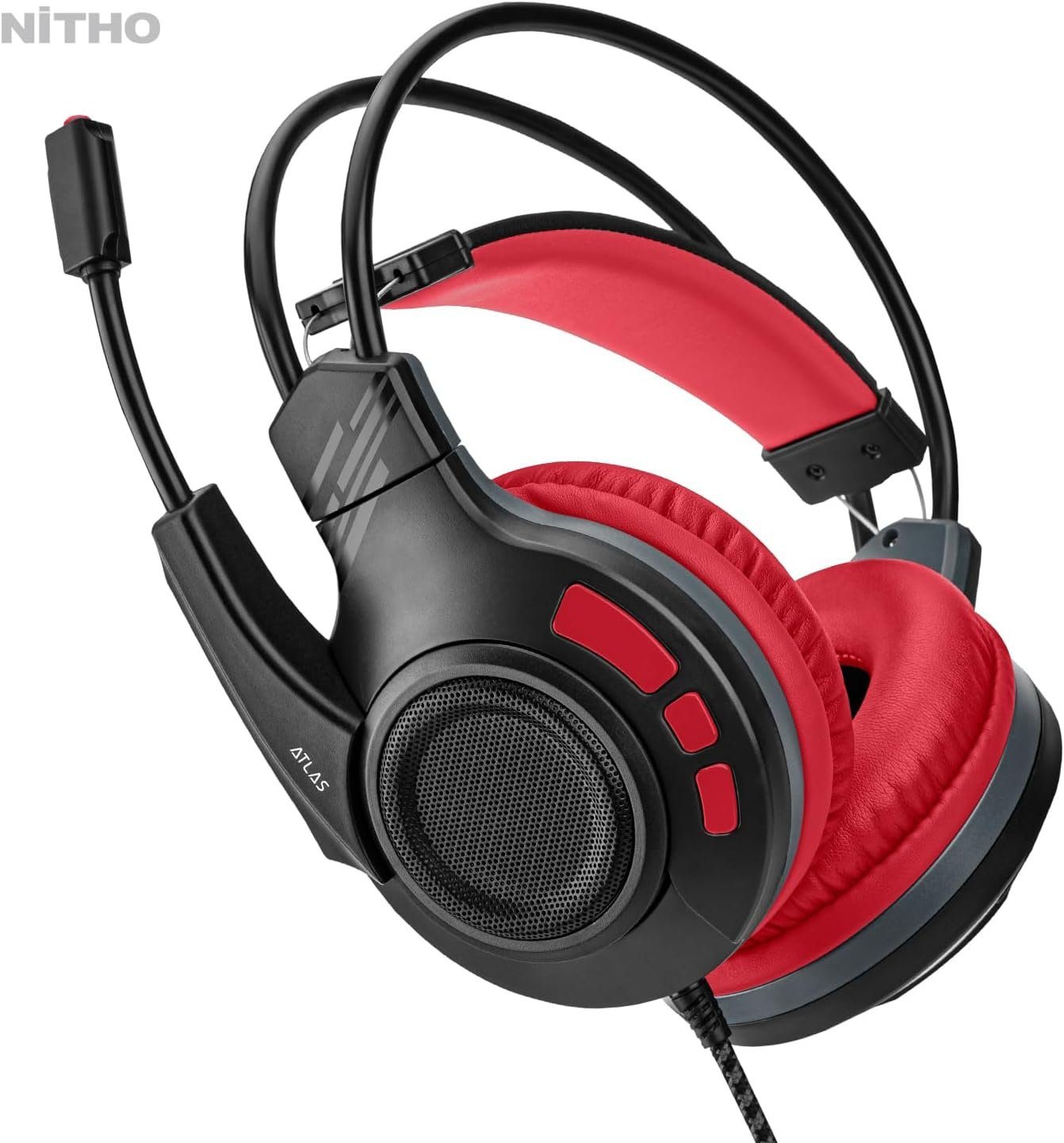 NITHO Gaming-Headset (Gaming Headset für Kopfhörer mit Bügelmikrofon, Usb-Head-set, Gaming headset kopfhörer mit bügelmikrofon treiber leichtem kopfband)