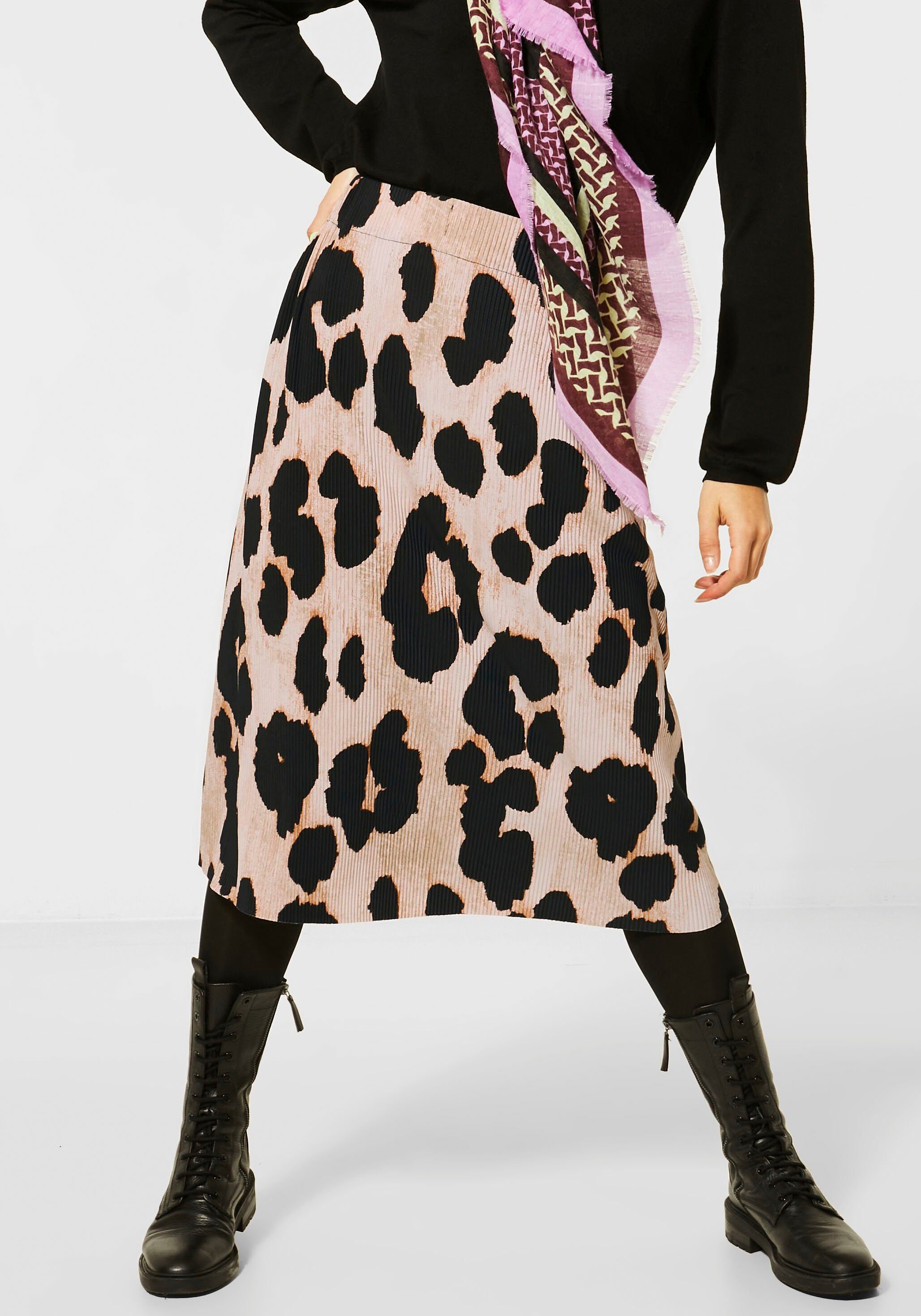 STREET ONE Plisseerock mit AnimalPrint, MidiRock von Street One online kaufen OTTO
