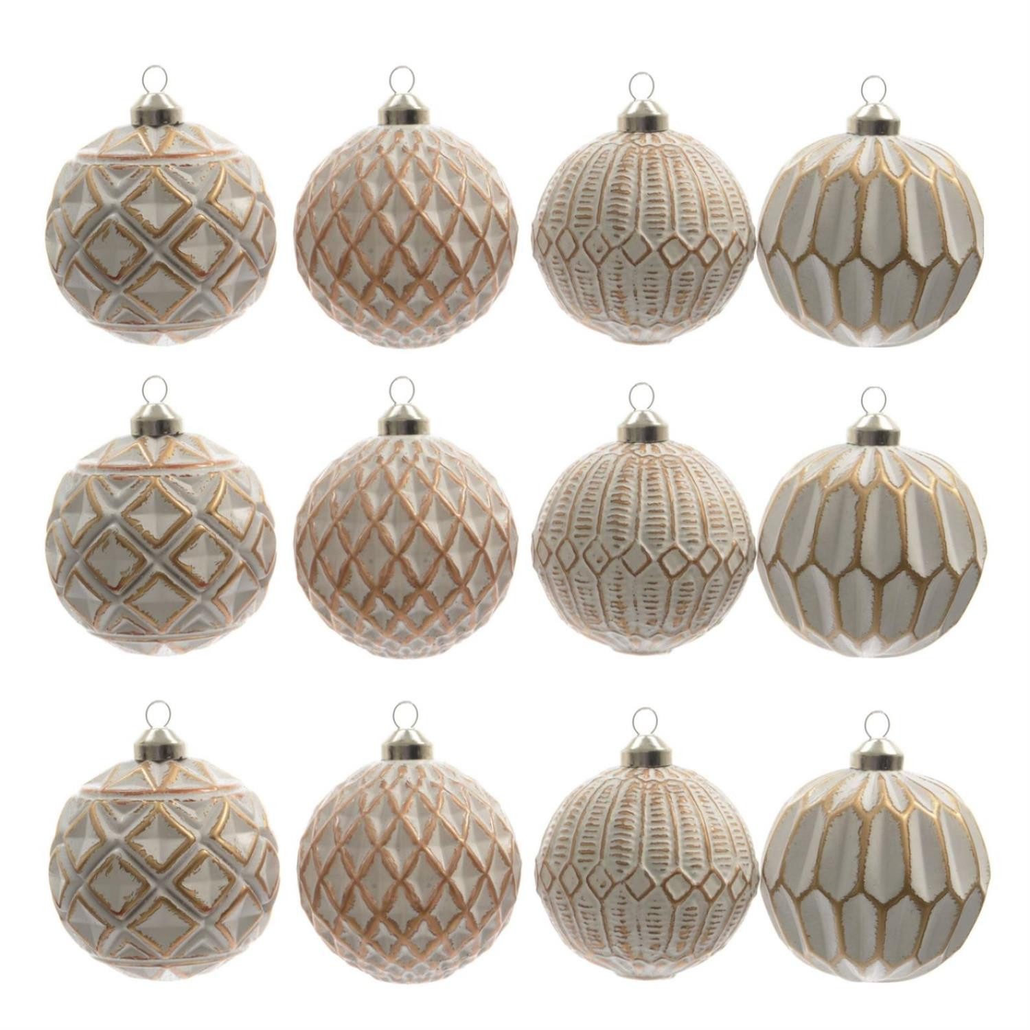 Weihnachtsbaumkugel Christbaumkugel Weihnachtskugel Shabby chic Vintage Glas D: 8cm 12St.