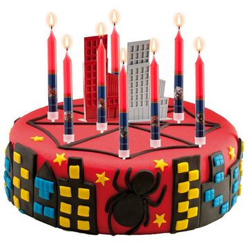 deKora Geburtstagskerze, Geburtstagskerzen mit Spiderman Motiv, 8 Kerzen, 9cm, Tortendeko
