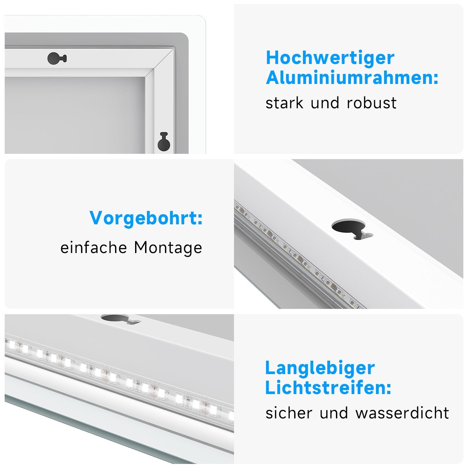 Beleuchtung, Anti-Beschlag-Funktion, Badspiegel LED-Anzeige Bluetooth-Lautsprecher, x 120 SONNI 70, mit