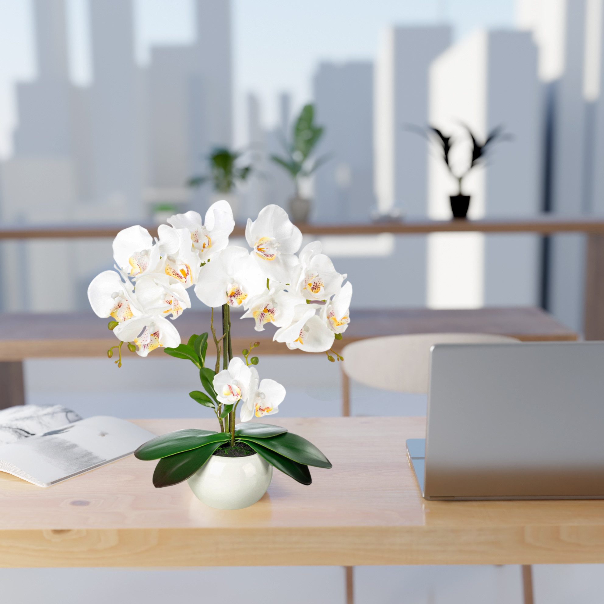 Kunstorchidee PASCH® Orchidee künstlich wie echt (40cm) in Hochglanz-Keramiktopf Orchidee, PASCH, künstliche Orchidee