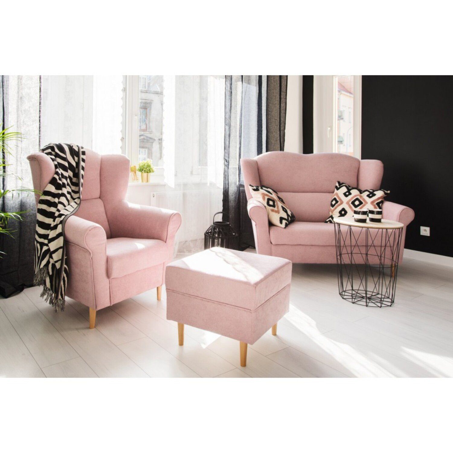 MOEBLO Sofa SILABELLA, Couch Polstermöbel Sitzmöbel Wohnzimmermöbel 2-Sitzer-Sofa Stoffsofa, (BxTxH):144x83x104cm