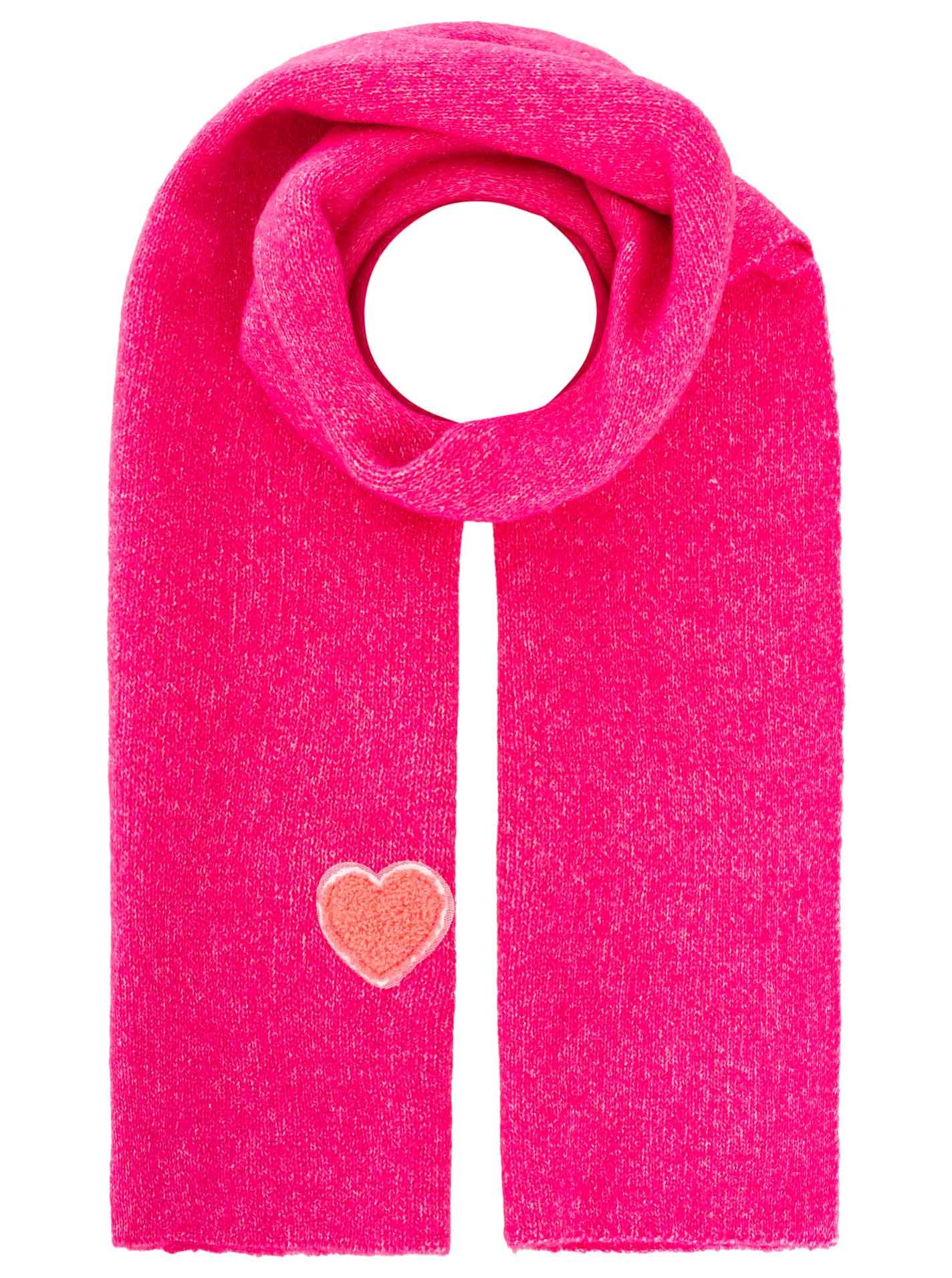Zwillingsherz Schal "Heart Patch", Pinkes Herz-Patch, gerippt, passend zur Mütze, mit Wollanteil