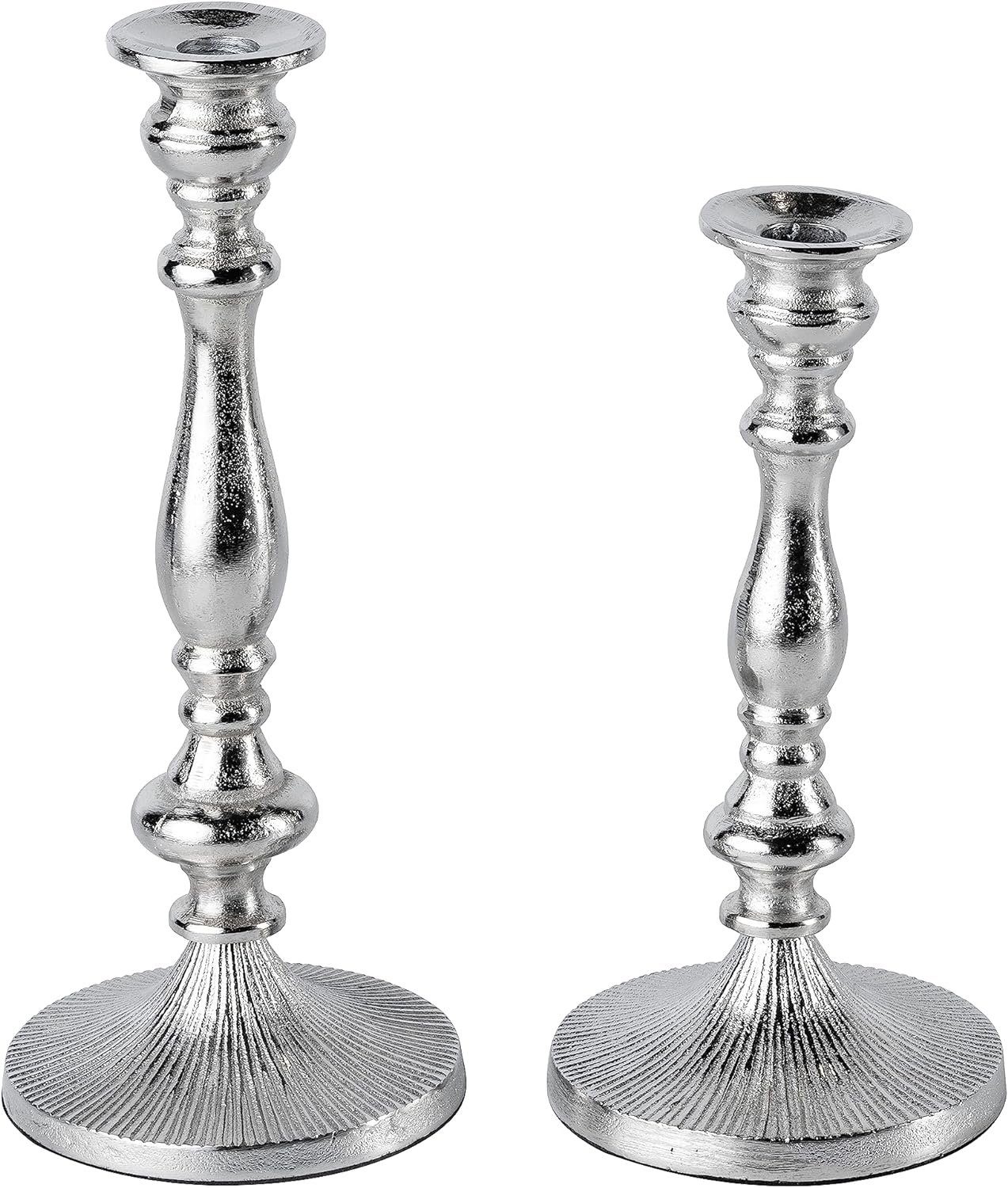 MichaelNoll Kerzenständer H 31 Kerzenständer 26 cm - Silber Stabkerzen Set und Deko 2er