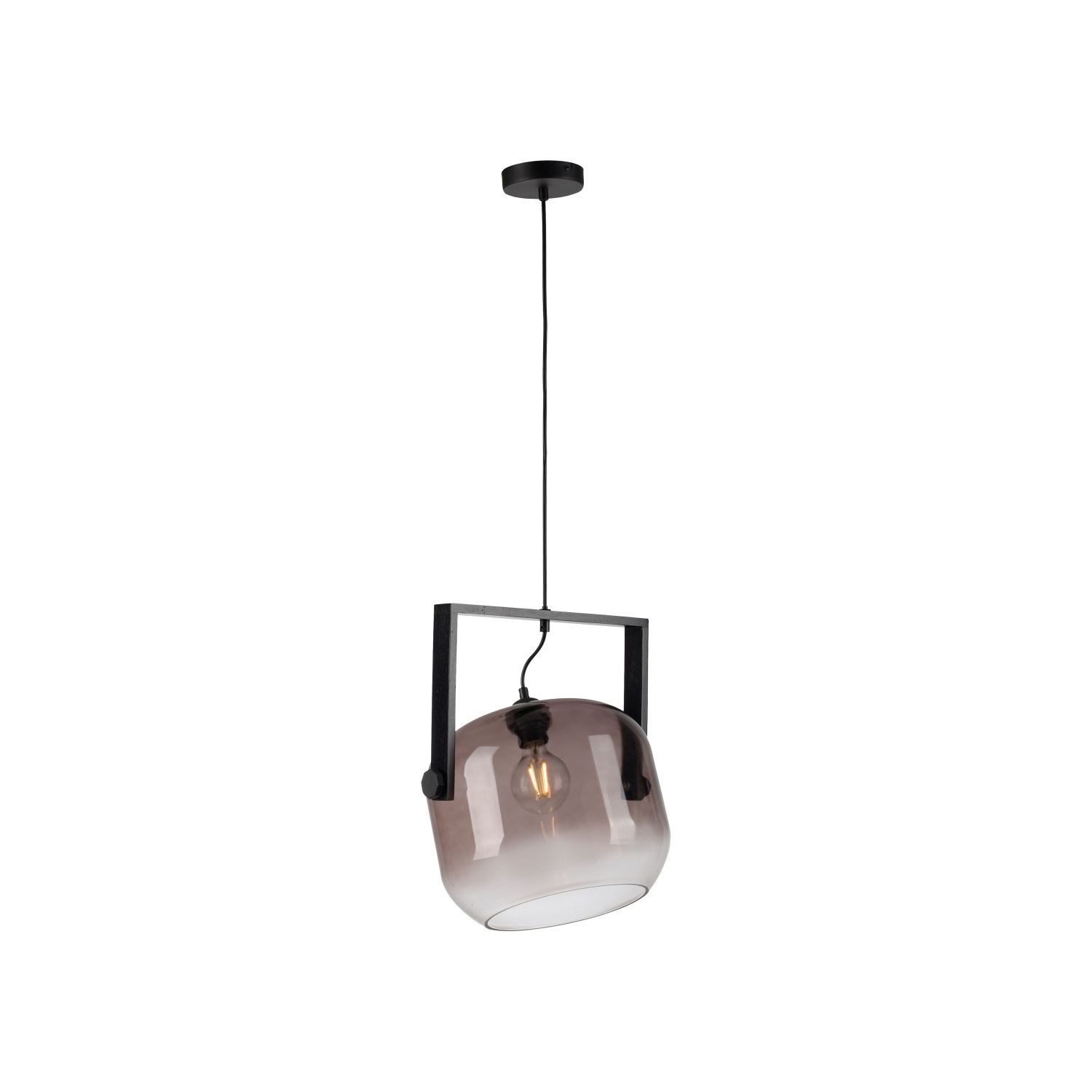 Licht-Erlebnisse Pendelleuchte KORVIC, ohne Leuchtmittel, Glas Metall E27 H: max. 120 cm Schwarz Rauchgrau Industrial Design