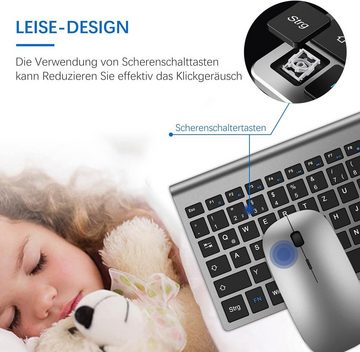 TopMate Tastatur- und Maus-Set, 2,4G Stille Compact USB 2400DPI Maus und Schissschalter Tastatur