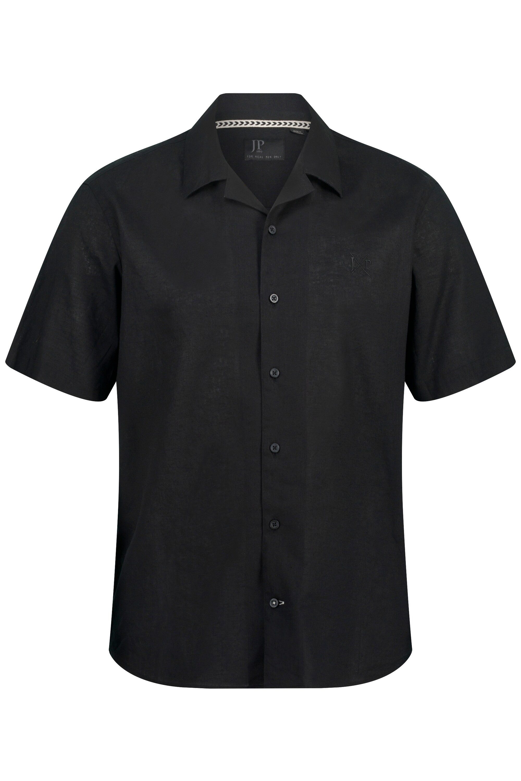 JP1880 Kurzarmhemd Hemd Halbarm Leinenmix Kubakragen Modern Fit günstig online kaufen