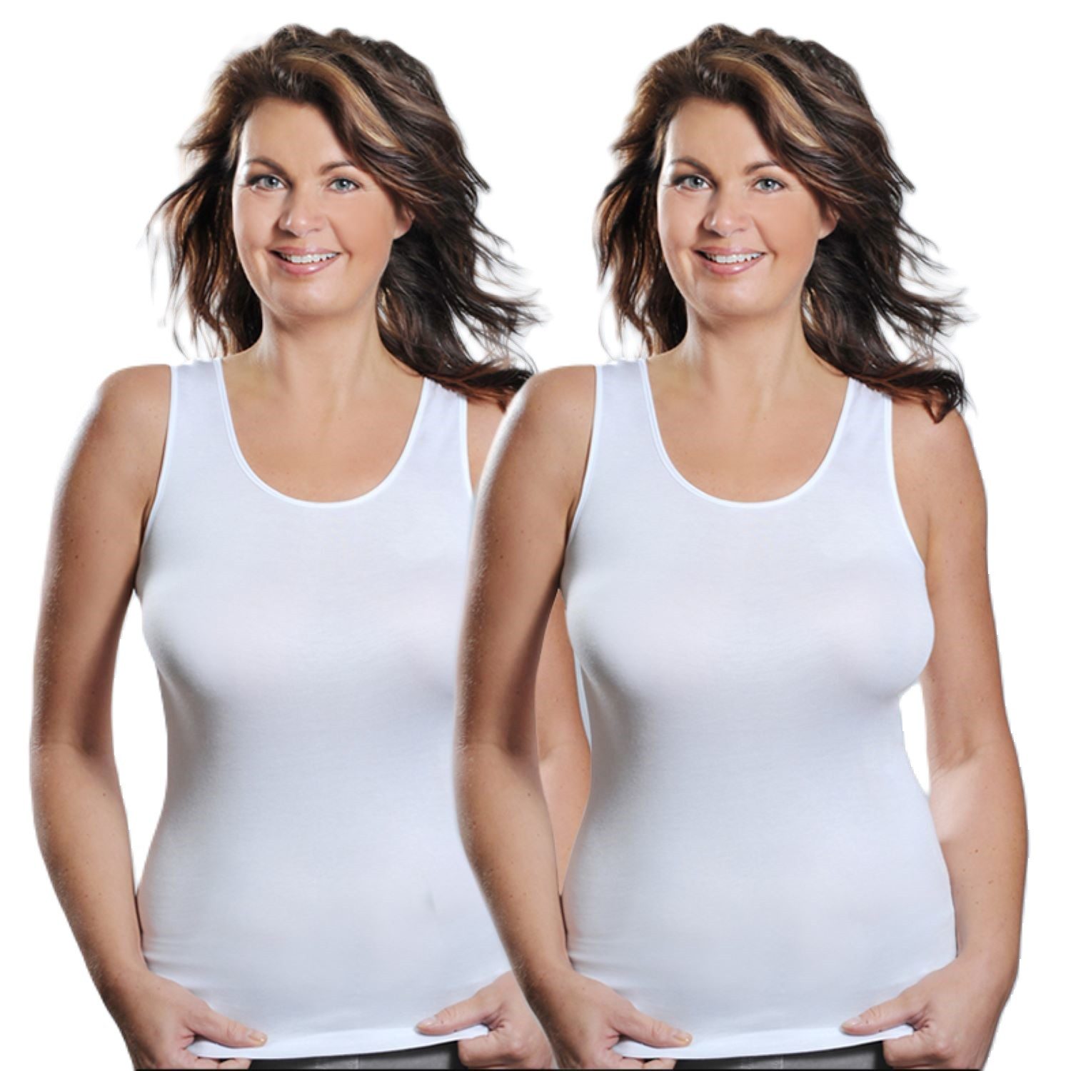 Toker Collection® Unterhemd Damen Achselhemd mit Modal 2 Stück = 1 Preis (Packung, 2 Stück = 1 Preis) Doppelpack