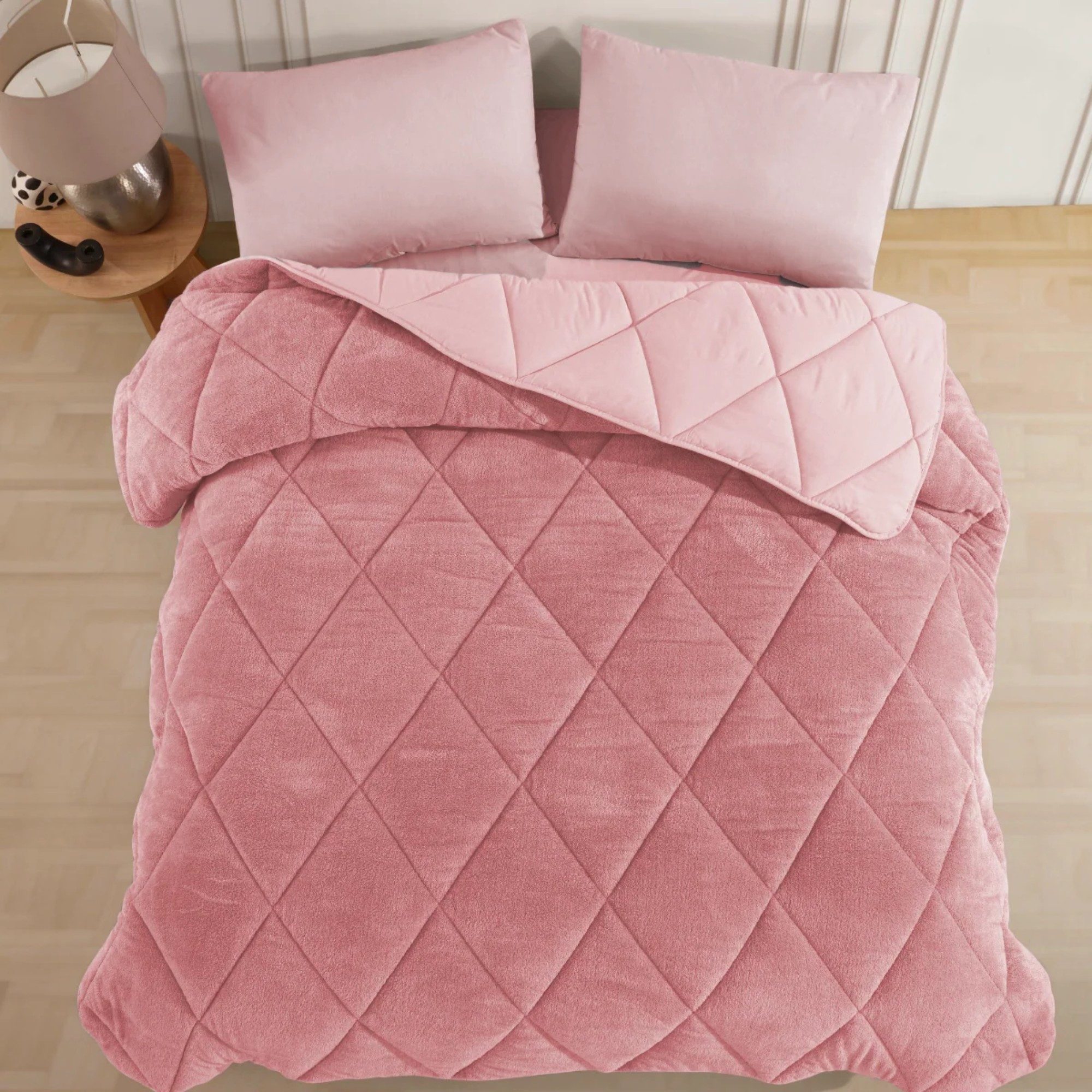 Nordic Schiller 4-Jahreszeitenbett Luxus Wellsoft Steppdecke doppelseitig Rosa – Ganzjahresdecke, Füllung: mit 300 g/m² Füllung, Bezug: Wellsoft (Winterseite),B – Bild 2 von 5