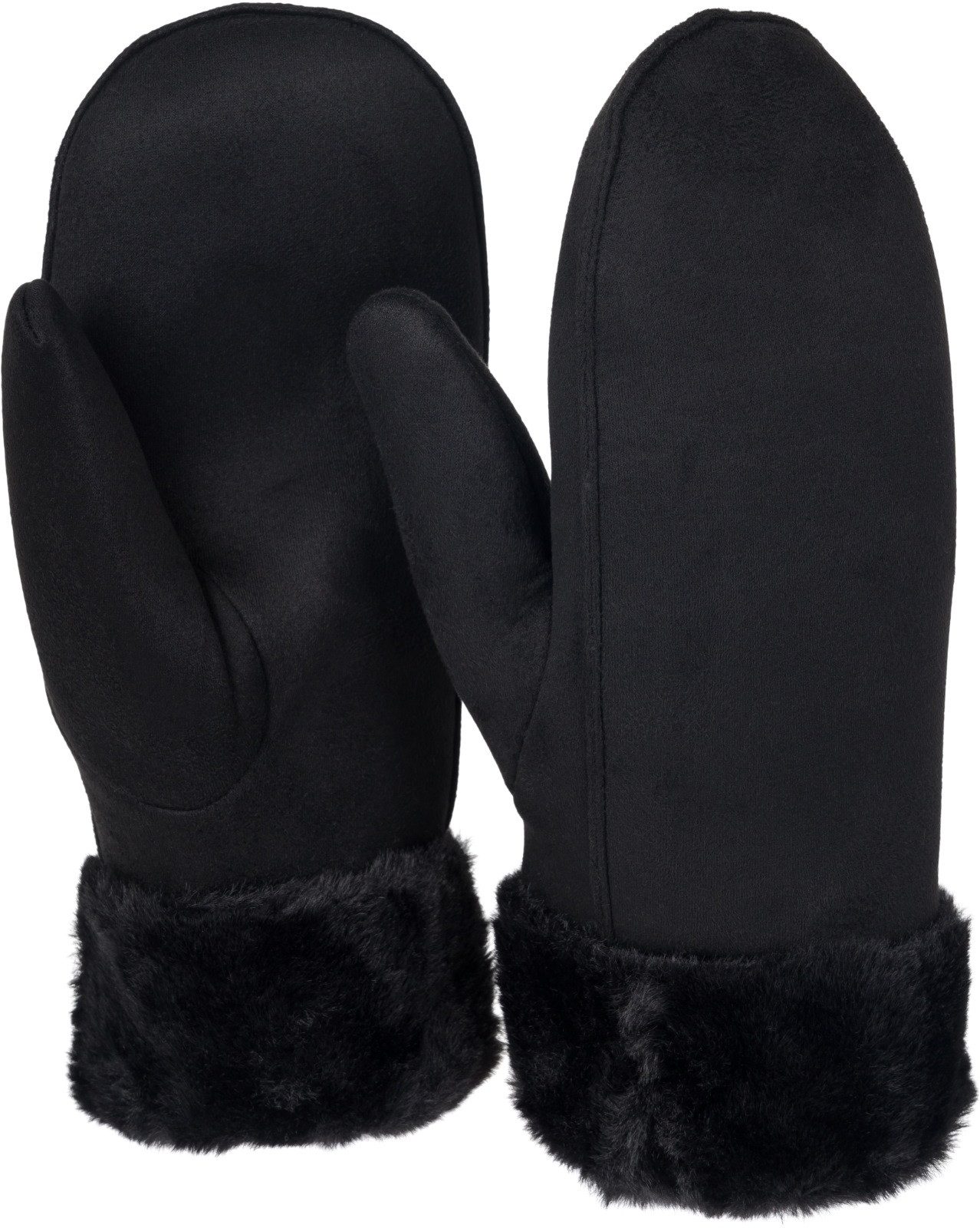 styleBREAKER Fäustlinge Veloursleder Optik Fäustlinge mit Kunstfell-Bund (1-St)