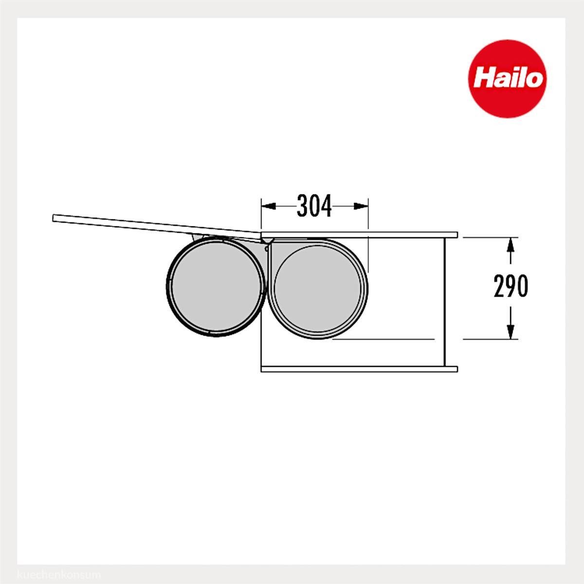 Hailo Einbaumülleimer Hailo Abfallsammler 3520071 MO Swing Mono 20 Liter Dunkelgrau Schwarz, für Schrankbreite ab 400 mm mit Drehtür – Bild 5 von 5