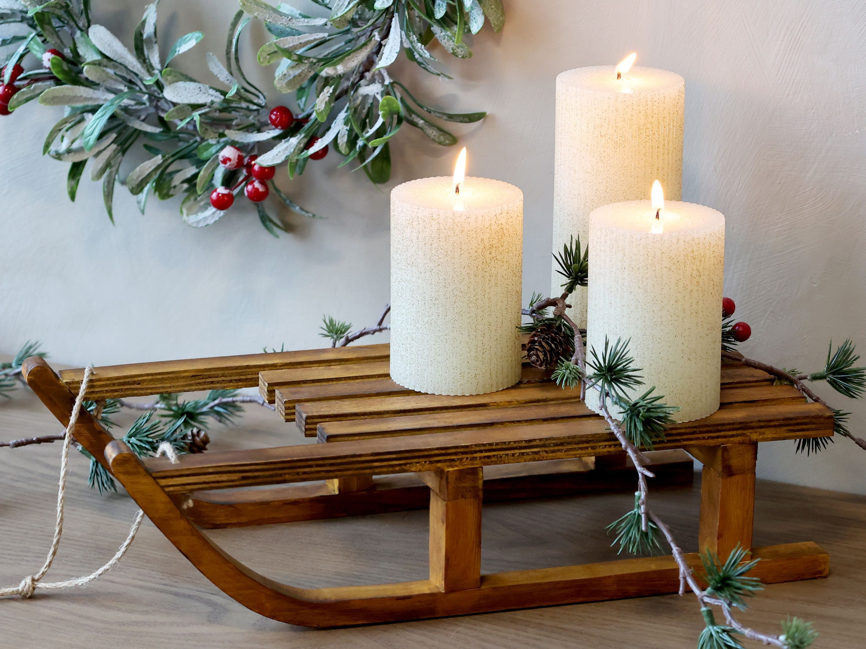 Chic Antique Dekoobjekt Chic Antique - Deko Schlitten Holz Vintage Winterdeko Weihnachtsdeko