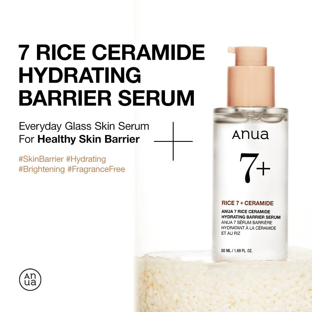 Anua Gesichtsserum 7 Rice Ceramide Hydrating Barrier Serum – Tiefenhydration & Hautschutz für strahlenden Teint – 50ml, parfümfrei, feuchtigkeitsspendend, hautberuhigend