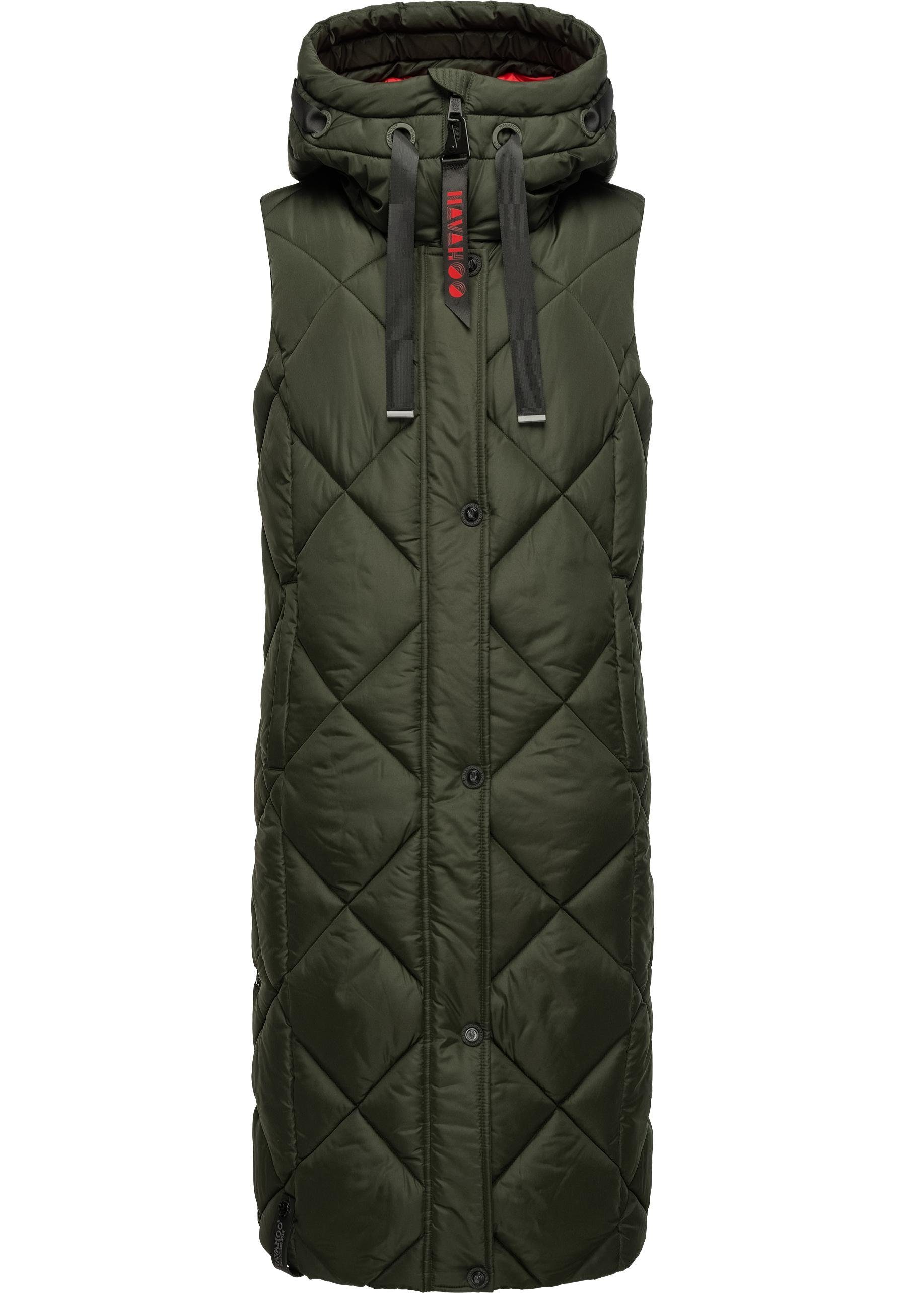 Navahoo Steppweste "Schnuckel", warme Damen Outdoor-Weste lang mit Kapuze günstig online kaufen