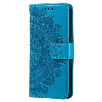 CoverKingz Handyhülle Hülle für Samsung Galaxy A14 4G/5G Handyhülle Flip Case Cover Etui 16,72cm (6,6 Zoll), Klapphülle Schutzhülle mit Kartenfach Schutztasche Motiv Mandala