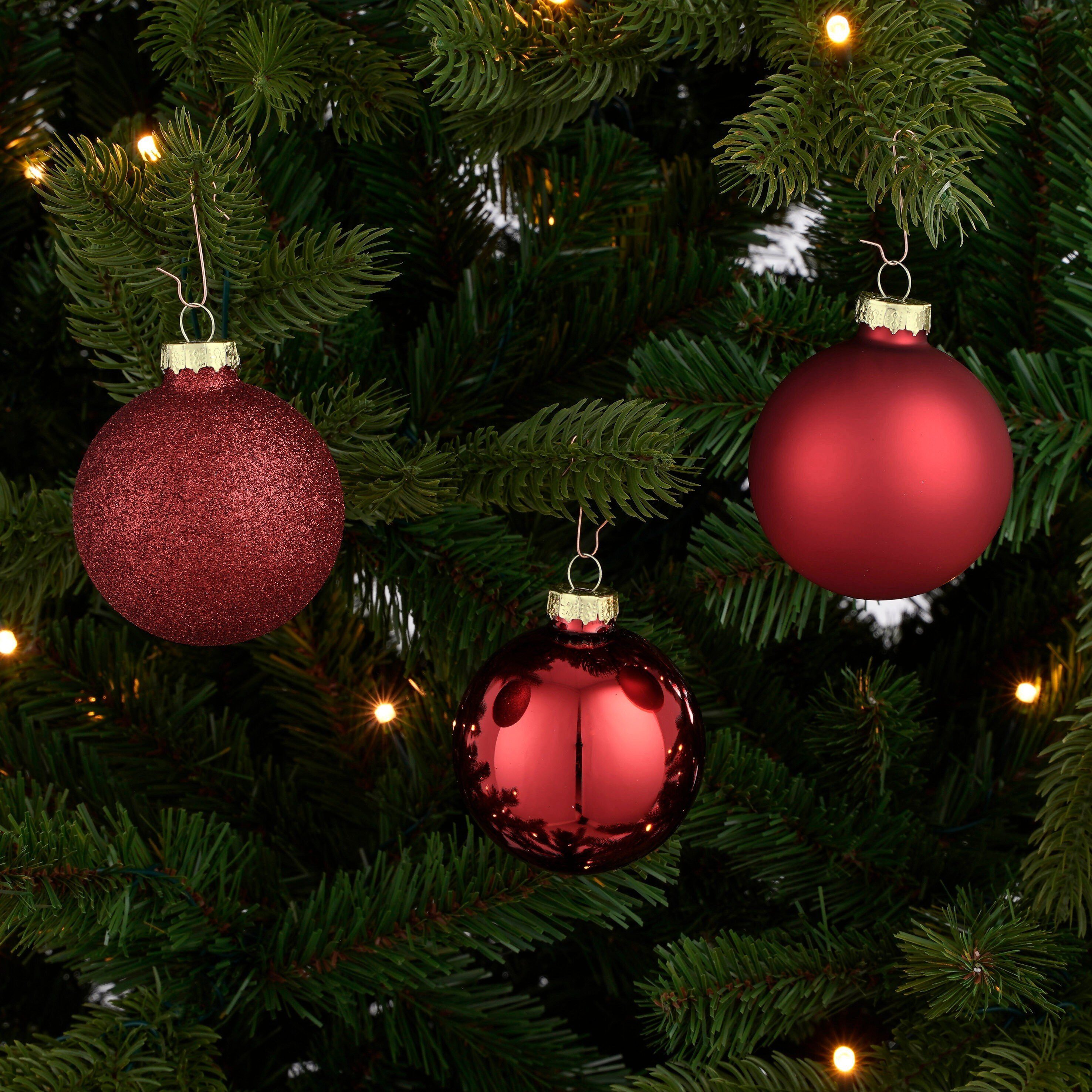 Mica Decorations Weihnachtsbaumkugel Mica Decorations Kugel glas rot 26 Stueck - d7cm
