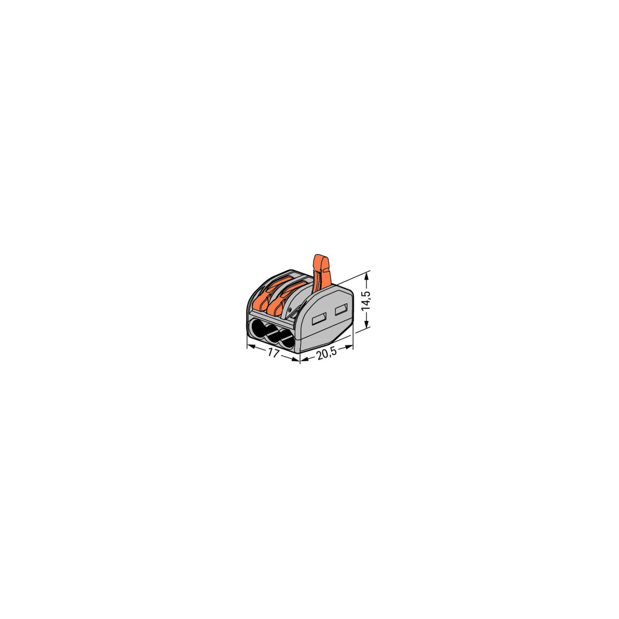 WAGO Koax-Kabelverbinder WAGO GmbH& Co. KG Verbindungsklemme 3x0,08-4qmm gr 222-413 50 Stk