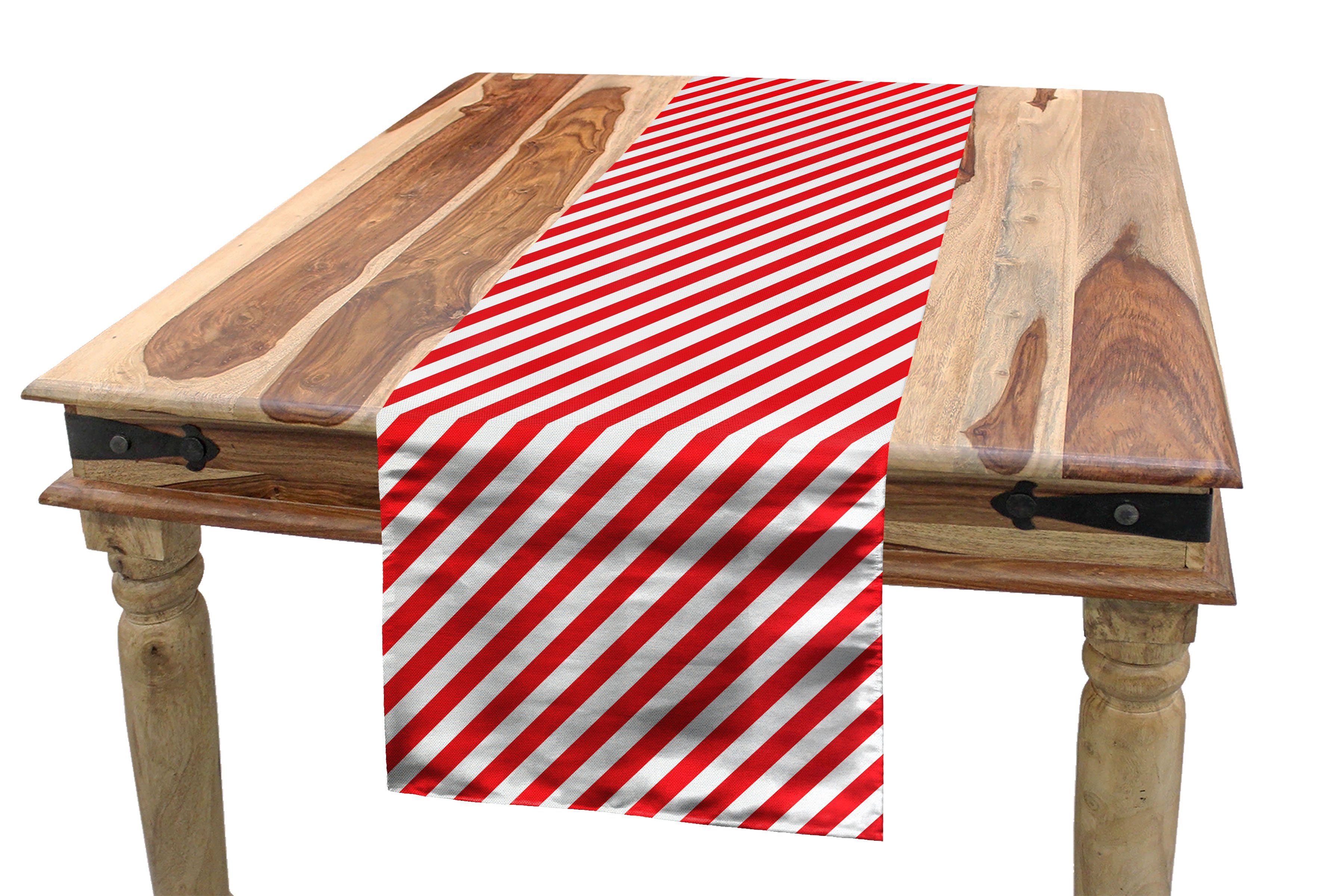 Abakuhaus Tischläufer Esszimmer Küche Rechteckiger Dekorativer Tischläufer, Zuckerstange Diagonal Red Lines