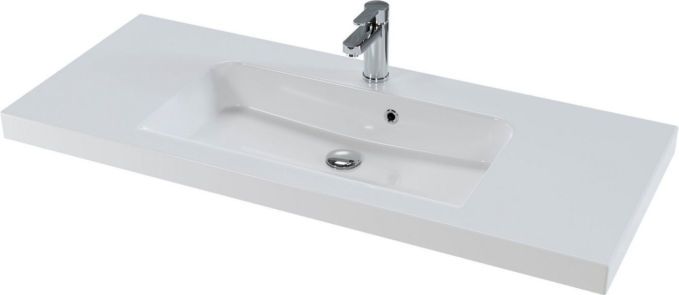 Thumbnail - Saphir Waschtisch Serie Balto Mineralmarmor-Waschtisch mit Unterschrank, 123 cm breit (2-St), Waschplatz mit 2 Schublade...